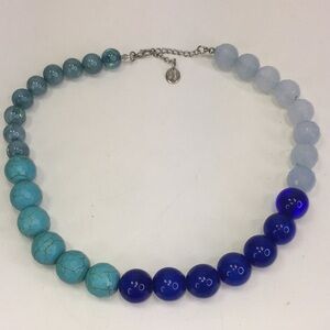 Bala Booste multi color blue beaded necklace 18”